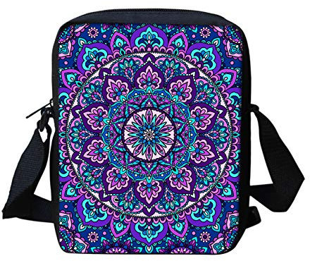 HUGS IDEA Animals Face Kleine Umhängetasche, Schultertasche, Mandala in Lila, Small