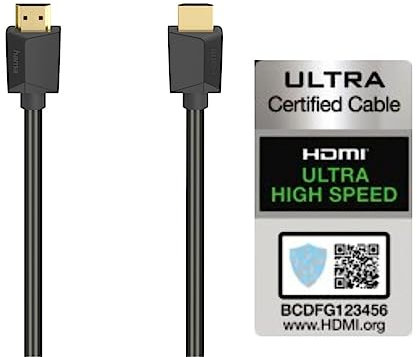 Hama HDMI Kabel 1 Meter Ultra High Speed (Monitorkabel 4K / 8K, 48 Gbit/s, UHD Bildschirmkabel mit eARC, Ethernet, HDR, Knickschutz, 120 Hz/60 Hz) 1m