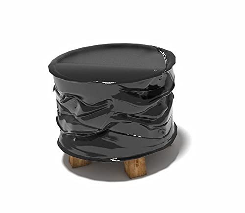 Destello S.L. Jerrican en métal Table écrasée tonneau industriel personnalisable avec pieds en bois et laqué 60 x 60 x 50 cm