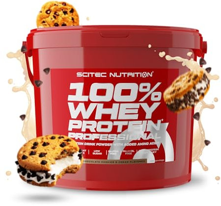 Scitec Nutrition 100% Whey Protein Professional - Amélioré avec des acides aminés supplémentaires et des enzymes digestives - Sans gluten - Sans huile de palme, 5 kg, Chocolat-Cookies & Cream