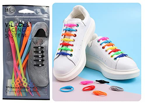 gotosee Mode 14 Stück Lazy Silikon Schnürsenkel Krawattenfreie Schnürsenkel Silikon Runde Schnürsenkel Sneakers Schnürsenkel Männer Frauen Regenbogen Schnürsenkel