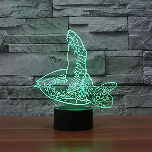 YRTMHU Lampe Led animal tortue, Veilleuse 3D pour Enfant Bébé, Lampe de Chevet USB Veilleuse Illusion pour Garçons Filles, 16 Couleurs Changeantes avec Télécommande pour Vacances, Anniversaire