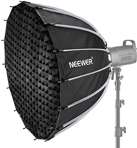 NEEWER 34Zoll/85cm Parabolic Softbox Quick Setup Quick Folding, mit Diffusoren/Wabengitter/Tasche, kompatibel mit Aputure 120d Light Dome Godox sl60w NEEWER RGB CB60 und Anderen Bowens Mount Lights