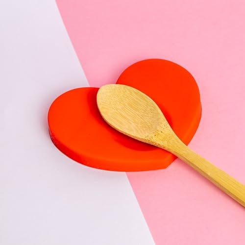 FISURA - Original Spoon Holder - Heart Shaped, Silicone Spoon Rest Kitchen, Red Utensil Rest, 12 x 10 cm