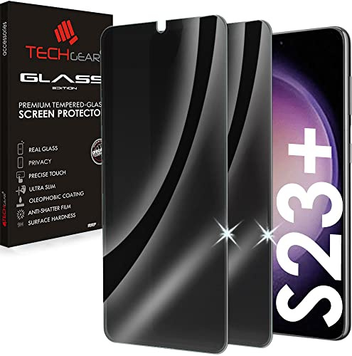 TECHGEAR [2 Pack Anti Spy Screen Protector fits Galaxy S23 Plus 5G - PRIVACY Filter 3D GLASS Edition Genuine Tempered Glass Full Screen Protector Guard Cover Compatible with Samsung Galaxy S23+ 5G