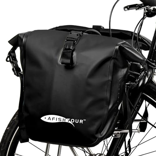 AFISHTOUR 15L wasserdichte Fahrradtasche – Satteltasche für Gepäckträger, Fahrrad-Rucksack für Laptop & Einkäufe(Schwarz, 1 Stück)