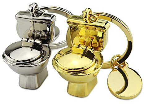 Porteclés2 Pièces Wc Métal Porte Clés Mini Wc Siège De Voiture Porte Clés Salle De Bain Pendentif Petit Cadeau