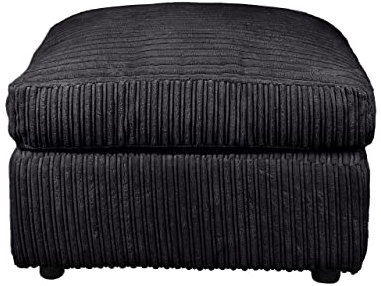 Luxury Life Dylan Jumbo Cord Fabric Sofa Set (Black, Footstool)