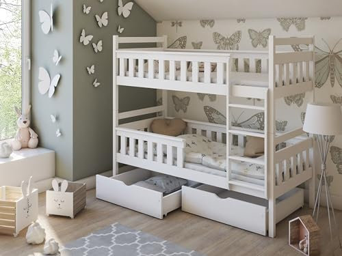 Horten Etagenbett/Stockbett Bielefeld3 mit Rausfallschutz und Schubladen für 2 Kinder - 80 cm x 160 cm - Graphit