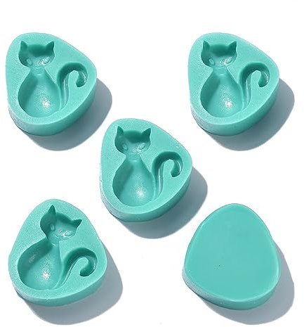 UR URLIFEHALL Lot de 5 moules en silicone de qualité alimentaire en forme de chat pour chocolat, bonbons, gelée, glaçons, friandises pour chien