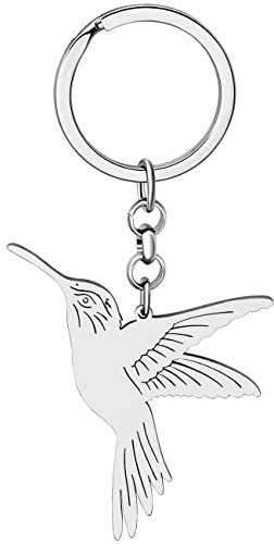 DALANE Edelstahl Niedliche Kolibri Vogel Auto Schlüsselanhänger Kolibri Schlüsselring Geschenke für Damen Mädchen Tasche Zubehör (Versilbert)