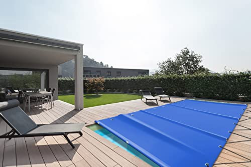 ANKO PLANEN Poolabdeckung Rollschutz für maximale Sicherheit - 680 g/m² PVC LKW Plane - Ganzjahresabdeckung für Sommer & Winter - ohne Stangen (4,5m x 6,5m, Blau RAL5002)