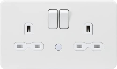 Knightsbridge 13A 2G DP Switched Socket with Night Light Function - Matt White
