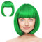 AOMIG Parrucca Caschetto, Colorate Parrucca Set con 2 Cappuccio Parrucca, Parrucche a Spalla di Bob Cosplay Parrucca per Spettacolo Teatrale, Carnevale, Halloween, Festa (Verde#parrucca)