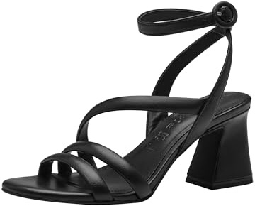 Tamaris Damen Sandalen mit Absatz Leder Banana-Absatz Sommer; BLACK/schwarz; 41 EU