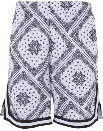 Karl Kani Herren KU232-017-1 KK Woven Signature Paisley Mesh Shorts White/Black, XL