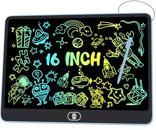 Electight 16 Inch Light Up LCD Writing Tablet, Colorful Doodle Scribbler Pad with Lock & Delete Function, Writing Board for Kids Age 2-9 Year Old Girls Boys, Learning Gift & Educational Toys - Blue