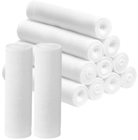 Lot de 12 rouleaux de bandage de gaze souple pour premiers secours, blessures, poignets, chevilles et entorses - Deux tailles