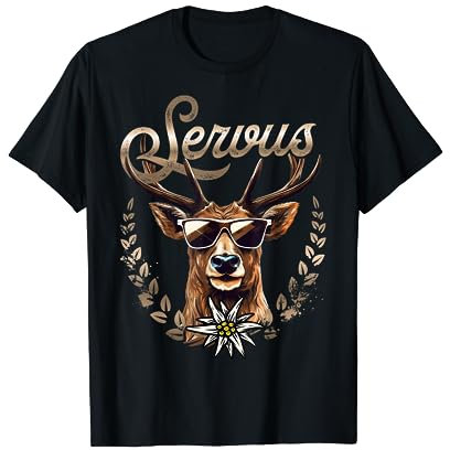 Trachten T-Shirt Herren Trachtenshirt Damen Hirsch Servus T-Shirt