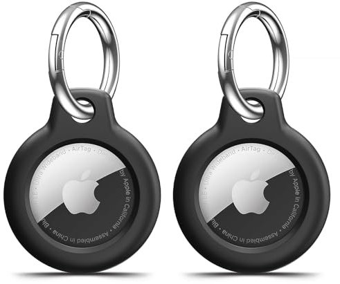 MOLOSLEEVE 【2 Pack】 MOLOSLEEVE Airtag Holder Air Tag Case with Keychain, Anti-Scratch Airtags Key Chain for Apple Air Tags, Airtag Accessories for GPS Item Finder Tracker, Black