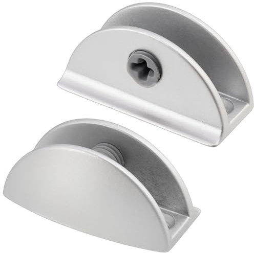 AERZETIX - C41645 - Juego de 2 patas soporte portacristales para vidrio espejo 8-10mm - pinza de cristal en forma de media luna - consola de ducha - acabado plata mate