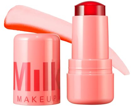 Milk Makeup Cooling Water Jelly Tint – Sheer Lip + Cheek Stain with Vegan Collagen, Seawater + Aloe – Hydrating, Long-Lasting, Buildable Lip Tint + Blush – Spritz, 0.17 oz