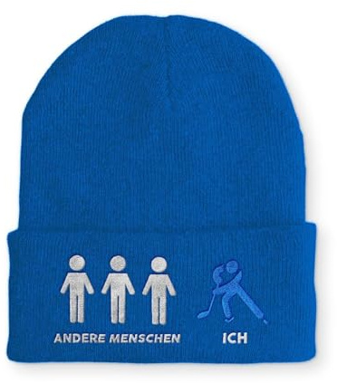 tshirtladen Spruchmütze Strickmütze Eishockey Wintermütze Mütze lustige Beanie mit Stick