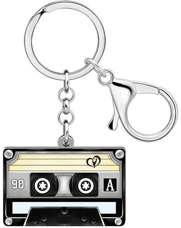 RAIDIN Süße Acryl Valentinstag 80er 90er Jahre TV Kassette Band Herz Schlüsselanhänger Schlüsselring für Damen Auto Handtasche Schlüssel Geschenke (Spitze)