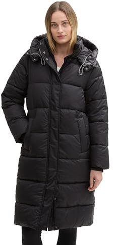 TOM TAILOR Damen Puffer Parka mit Abnehmbarer Kapuze, 14482 - Deep Black, M