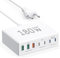 Cargador USB C 230W Carga rápida Cargador de Enchufe de 7 Puertos C y USB A Compatible con MacBook/iPhone 12/13/14/15/ Samsung S24/S23/S22/ Google/tabletas y teléfonos (Blanco)