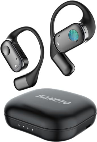 SANOTO Open Ear Kopfhörer Bluetooth 5.3, Touch Controlled Air Conduction Ohrhörer Kopfhörer Kabellos Bluetooth Kopfhörer Sport, IPX6 Wasserdicht,30H Spielzeit,Geeignet für Bewegung, Spiele