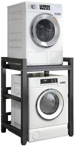 Washing Machine Stacking Kits Drum Washing Machine Cabinet with Height Adjustable Stacking Kit for Washer and Dryer 400KG Load Capacity Over Washer Machine Storage Unit (Dark Gray, Black Leg)
