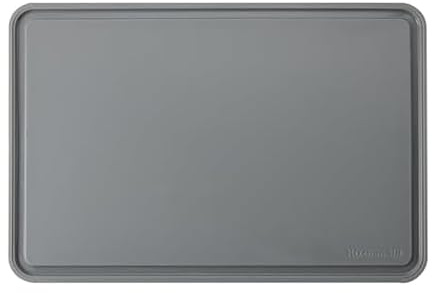 KitchenAid Classic Plastic Cutting Board with Perimeter Trench and Non Slip Edges, Dishwasher Safe, 12 inch x 18 inch, Gray