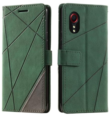 Huzhide for Samsung Galaxy Xcover 7 5G Case Shockproof Premium Leather Stand Wallet Phone Case Flip Folio TPU Bumper Magnetic Protective Cover for Samsung Xcover 7 with Card Holder Photo Slots, Green