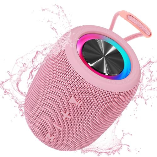 Portable Bluetooth Speaker, BT5.3 Wireless Speaker 20W Bass Diaphragms with Multi LED Light Dynamic Modes, IPX6 Waterproof 16H Playtime supports FM Mode, TF, USB for Home, Cycling, Outdoor, Beach