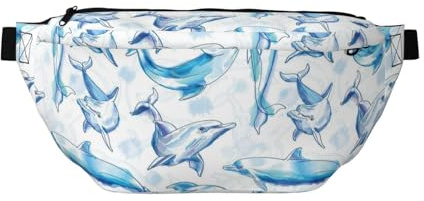 Bauchtasche für Herren mit verstellbarem Gürtel, Kürbisblatt, Kürbis Hüfttasche, Niedlicher Delfin, Einheitsgröße