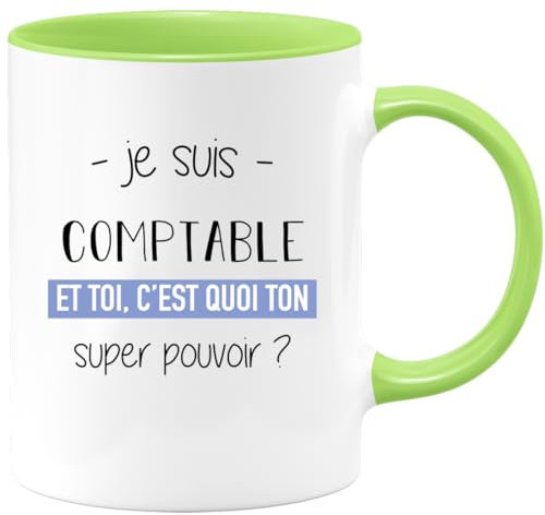 quotedazur - Mug Je Suis Comptable Et Toi C'est Quoi Ton Super Pouvoir - Vert/Céramique