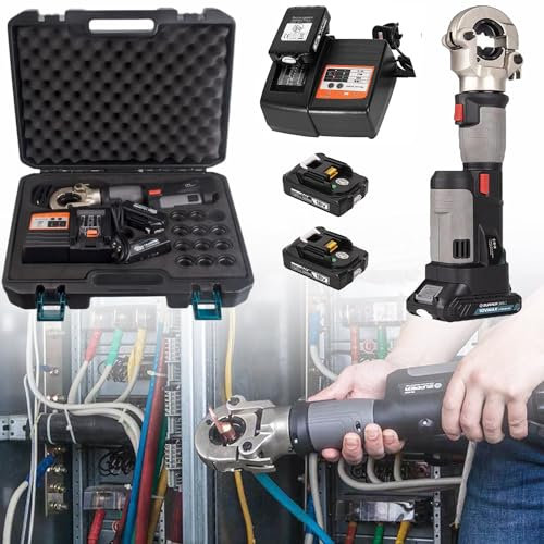 LZDOYY Pinze crimpatrici idrauliche a Batteria, pinze crimpatrici elettriche, pinze crimpatrici reversibili a Batteria, per terminali in Rame e Alluminio,PZ240-220V