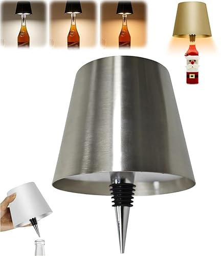oddmmo Wireless Wine Bottle Lamp Shade for Christmas, Rechargeable Touch Control LED Desk Lamp for Liquor Bottles, Restaurant & Bar