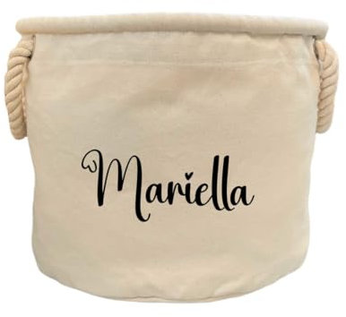 minimutz Aufbewahrungskorb Kinderzimmer - Personalisiert mit Name- Spielzeugkorb Mädchen Jungen - Spielzeugbox Herzen 30x30cm Baumwolle (Herzchenname)