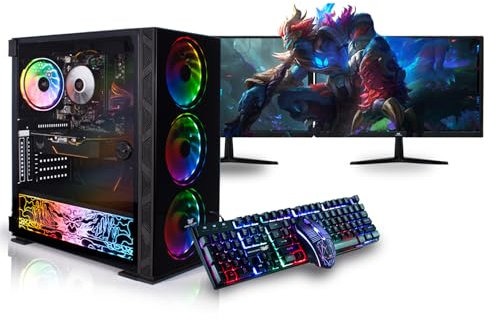 Veno Scorp Gaming PC Dual 22 Monitor Bundle Intel Core i7-3770 Processor RX 550 4GB Graphics Card - 16GB Ram - 512GB SSD - 550W PSU - Windows 10 - WiFi - Neonzilla 4