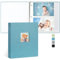 Vienrose Fotoalbum Selbstklebend, 3-Ring-Design, Leinendecke, 20 Blatt/40 Seiten, für Fotos 10x15, 13x18, 18x24 cm (Blau)