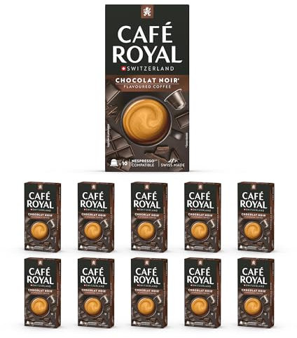 Café en Capsules Aluminium - Café Royal Pro | 10 x 10 soit 100 Dosettes - Saveur Chocolat Noir - Compatibles avec les Machines à café Nespresso®* Alu à usage Domestique