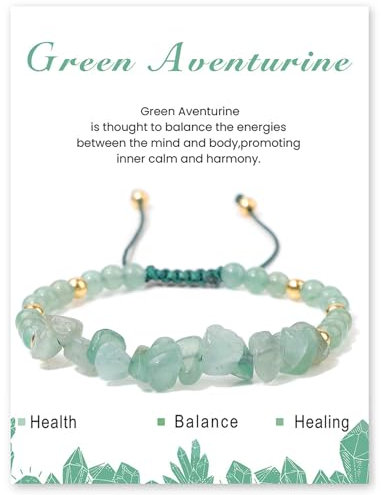 Geflochten Einstellbar Splitterarmband, Edelstein Schmuck Naturstein Armband, Edelstein Armband für Damen, 4mm Perlenarmband Edelsteins Armbands Yoga Armbands Geschenk für Damen (Grüner Aventurin)