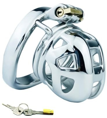 Chastity Cage Männer Sexspielzeug Peniskäfig mit Unsichtbarem Schloss und 2 Schlüsseln Metall Keuschheitskäfig für Mann Penis Bondage Edelstahl Cock Cage Atmungsaktiv Penis Käfig (45mm,S)