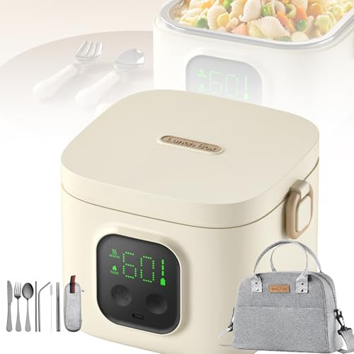CHONGHAN Lonchera eléctrica, calentador de alimentos, lonchera térmica extraíble, aislamiento inteligente, calentador de almuerzo portátil, mantiene la comida caliente, con bolsa de transporte,