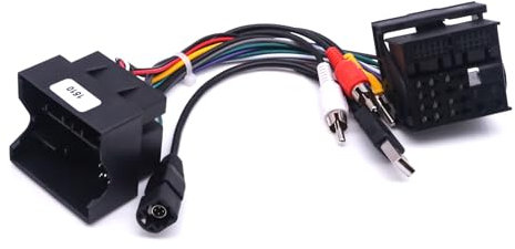 Câble adaptateur 52 PIN ISO pour VW/Golf/Passat/Touareg/Polo/Touareg/Skoda/Seat,Convertisseur ISO autoradio Adaptateur radio avec câbles de commande au volant et câble de commande en marche arrière