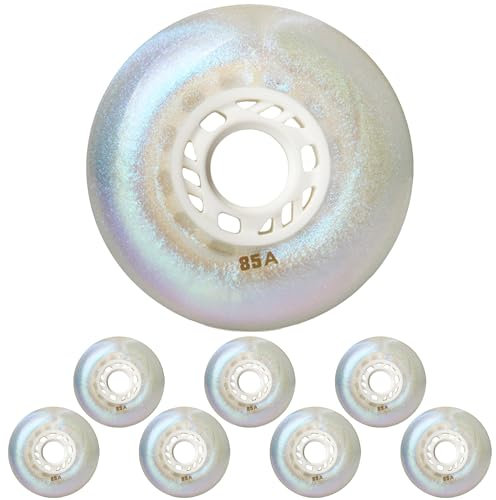 JCCHT 85A Inline-Rollschuhräder 72 mm 76 mm 80 mm PU-verschleißfeste Gleiträder für Inline-Skate-Waveboard-Casterboard-Street-Surf-Ersatzräder,Weiß,80mm