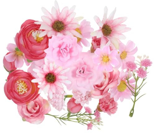 20 Stück Kunstblumen zum Basteln Set, Kunstblumen Deko wie echt, Künstliche Blumen Deko, Artificial Flowers, Plastik Blumen für Rosa Dekoration, 10 Arten für DIY-Projekte und Basteln Dekorationen