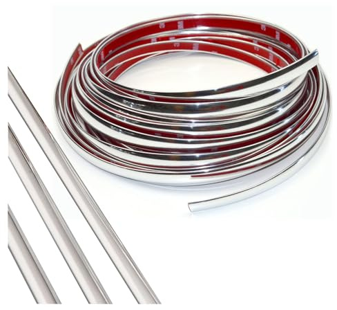 Chrom Zierleisten Selbstklebend 20mm × 3m Selbstklebende Zierleiste Universal Chromzierleiste für Auto Karosserie Fenster Außendekoration Türen Decken Möbel (Silber)